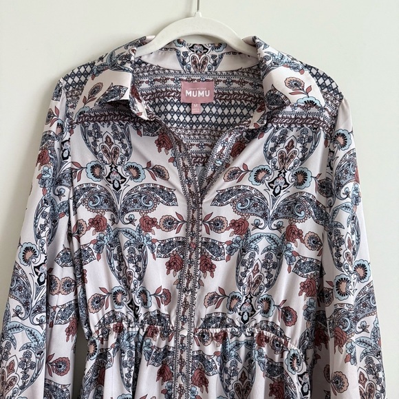 Show Me Your Mumu Dress Carrie Collared Cool Paisley Print Size M - Picture 4 of 16